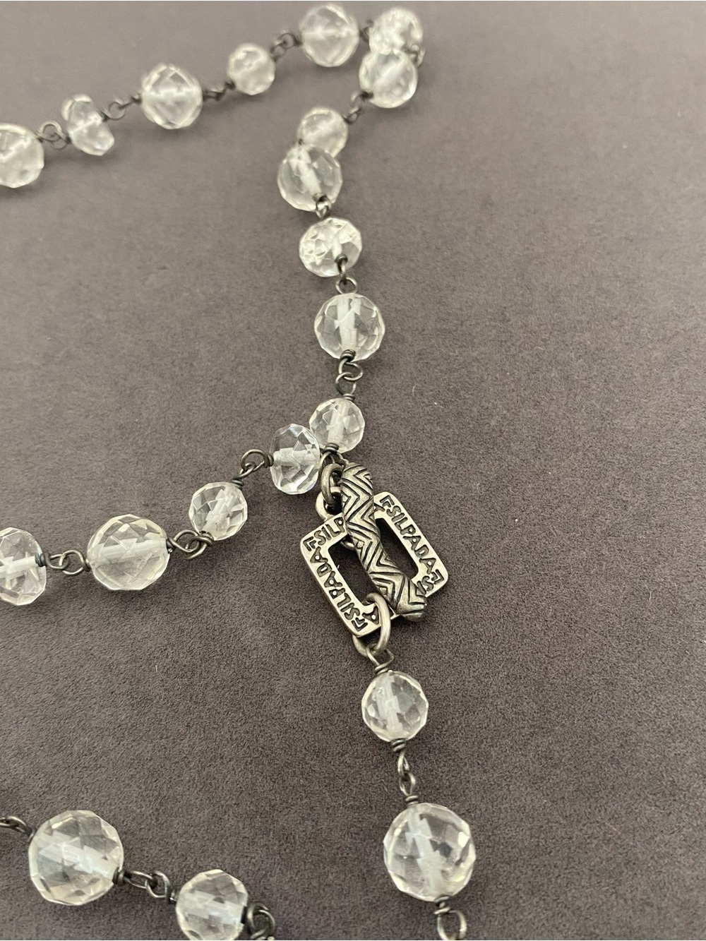 Retired Silpada 925 Sterling Glass/Crystal Drop Y-Necklace 35” - Picture 6 of 11
